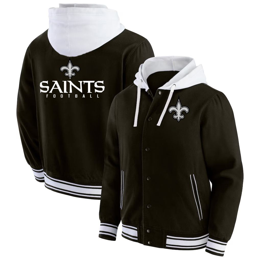 Men 2026 NFL New Orleans Saints  jacket hoodie Black 012